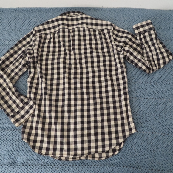 J Crew Shirt Mens M Button Up Heavyweight Flannel Plaid beige black Pocket - Picture 2 of 4